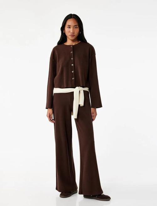 Modal Kumaş Düz Geniş Paça Kadın Kumaş Pantolon 6WAK40027EK