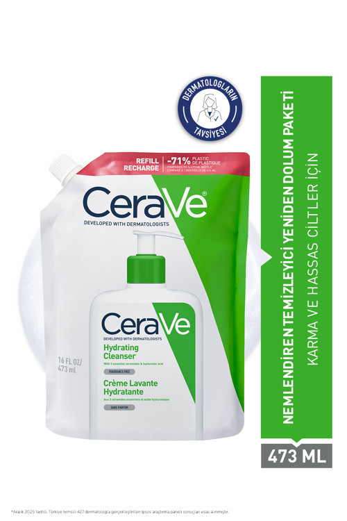 Normal ve Kuruya Dönük Ciltler İçin Nemlendiren Temizleyici REFILL Yeniden Dolum Paketi 473 ML