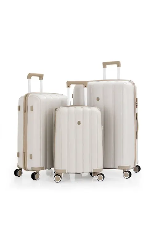 Üçlü Polipropilen Valiz Seti V305 Kemik Şampanya