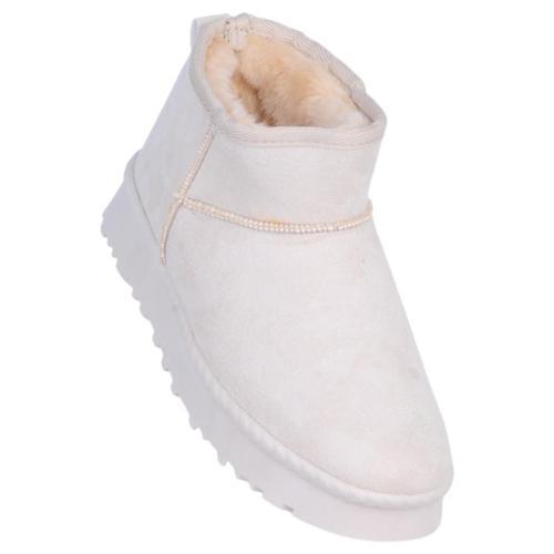 Skuaıter Rida Bej Kadın İçi Kürklü Düz Bot