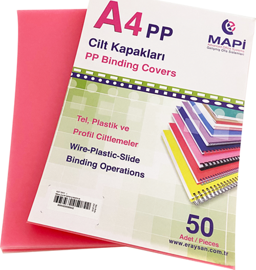 A4 PP ŞEFFAF KAPAK (KUM DESEN) 550 MİCRON ŞEFFAF MAGENTA 50 Lİ