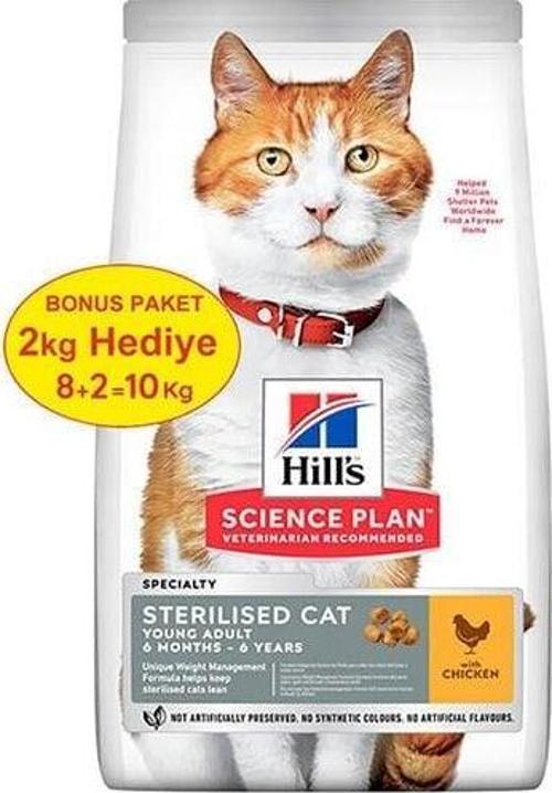 Hills Young Sterilised Tavuklu Kısırlaştırılmış Kedi Maması 8+2 Kg