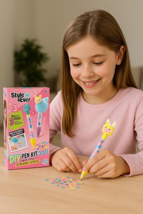 Kawaii Pembe Style 4 Ever Yummy DIY Kalem Yapım Seti Çocuklar İçin 3 Lü Tatlı Tasarım Kit 20cm