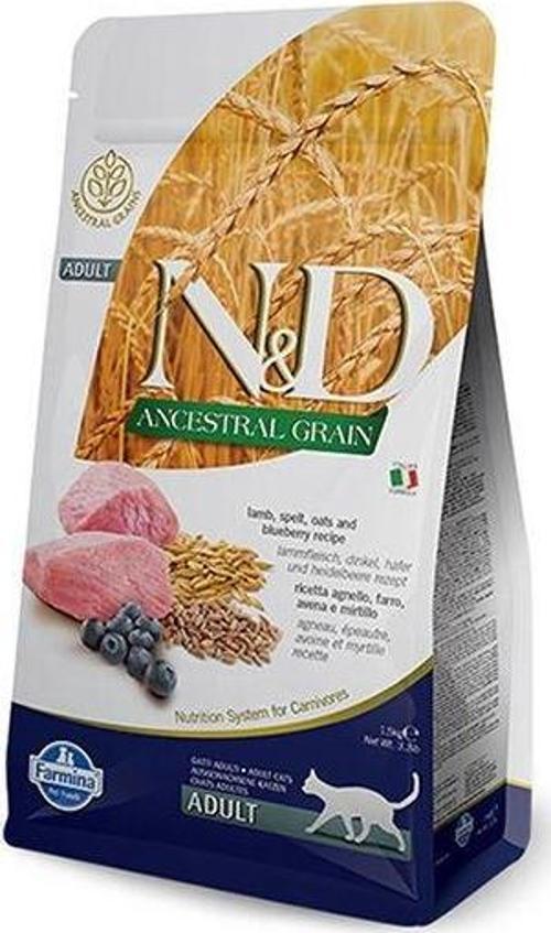 Düşük Tahıllı Kuzu Etli ve Yaban Mersinli Yetişkin Kedi Maması 1.5 Kg