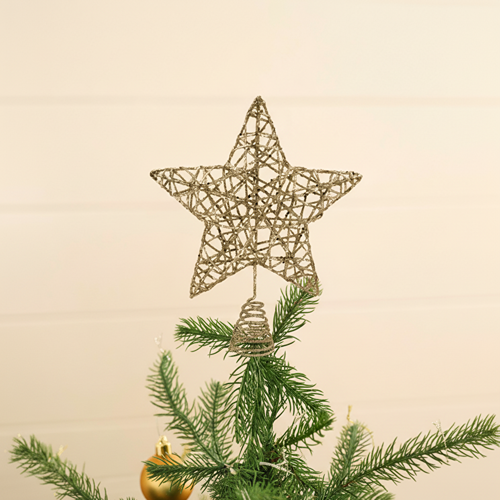 New Year Yılbaşı Wire Star Ağaç Başlığı Gold