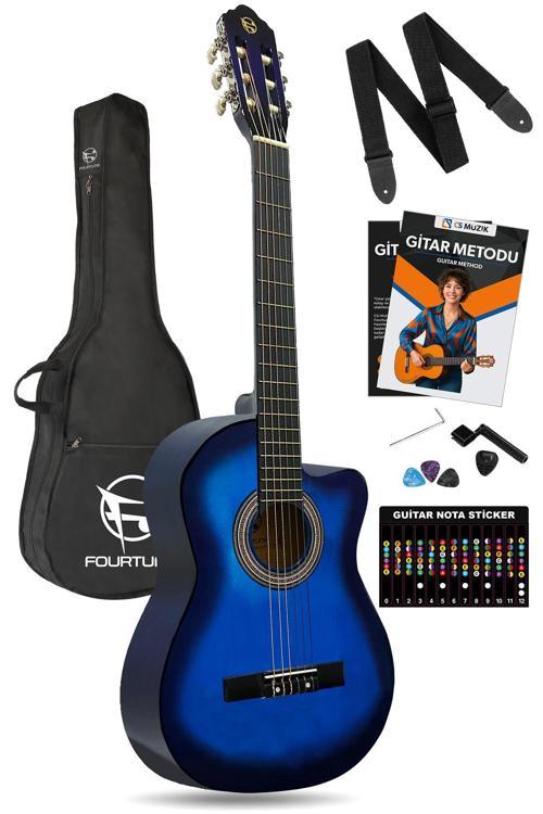 Luca CW-200BL Mavi Kesik Kasa Klasik Gitar Seti 4/4 Sap Ayarlı (Cutaway)