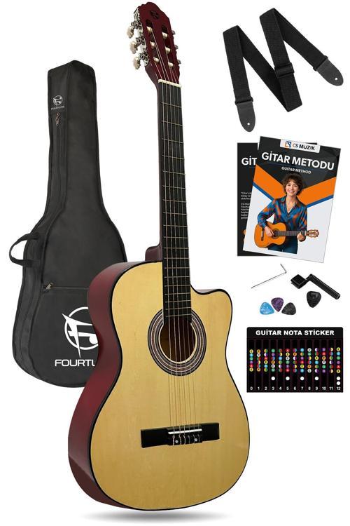 Luca CW-200NT Naturel Kesik Kasa Klasik Gitar Seti 4/4 Sap Ayarlı (Cutaway)