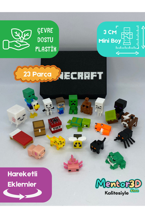 Blok Oyuncak Minecraft Mini Figür Seti 23 Parça + Kutu Ve Deprem Düdüğü Hediyeli