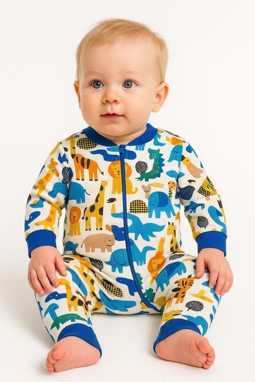 Hayvan Desenli Bebek Tulum