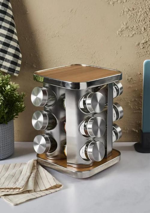 Casa Wood Baharatlık Takımı - Döner Stantlı, Kare