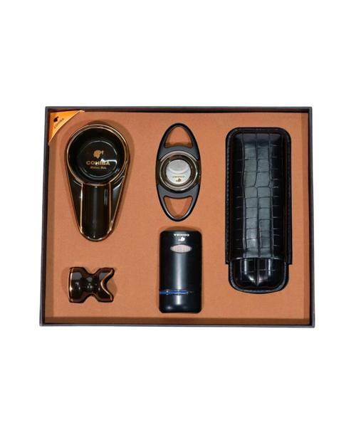 Çakmak Kesici Kılıf Küllük Sehpa Beşli Siyah Puro Seti CST0261