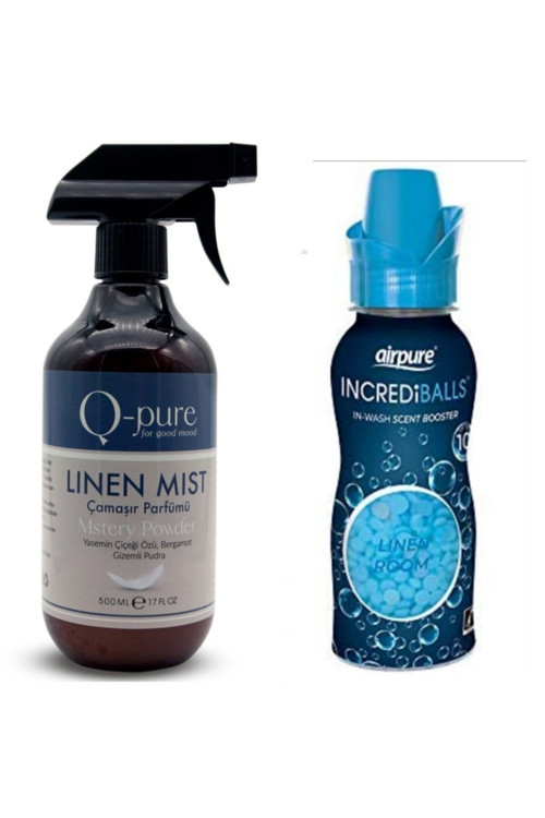 Linen Mist Mystery Powder Su Bazlı Çamaşır Parfümü 500 Ml + Airpure Çamaşır Parfümü 128 Gr