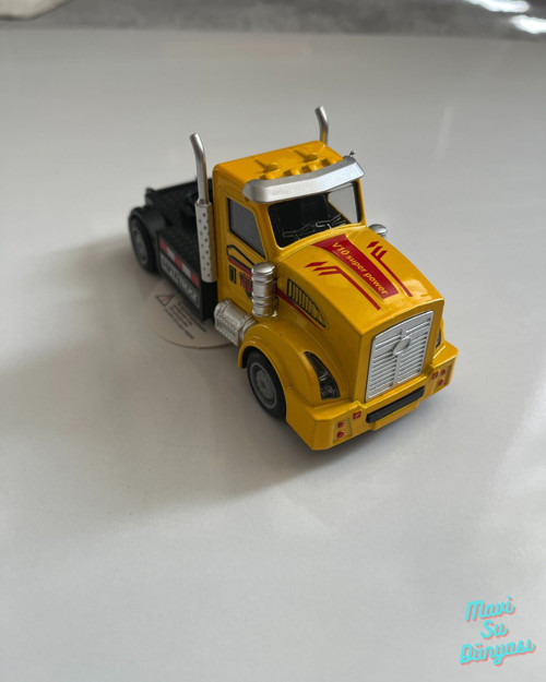 Metal Çek Bırak Tır Kafası Araba 13x5 Cm Sarı