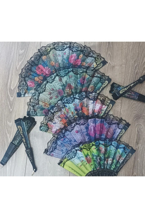 Yelpaze, Çiçekli Dantelli Plastik Yelpaze (1) Adet Model Stok Durumuna Göre Gönderilecektir.