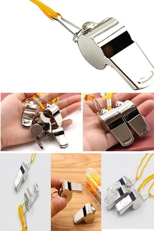 Kaliteli 4 Adet Sarı İpli Paslanmaz Metal Deprem Düdüğü, Hakem, Can Kurtaran Düdük (4 Adet)