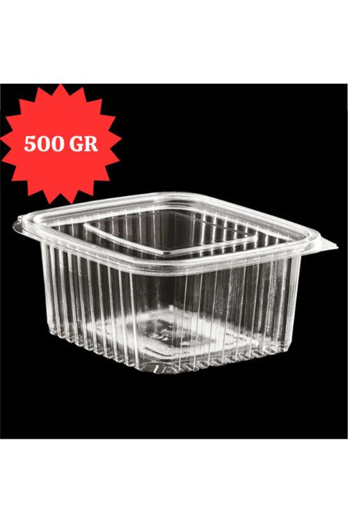 Plastik Saklama Kabı 500 Gr 25 Adet Kapaklı Sızdırmaz Kap Şeffaf Kullan At Kase