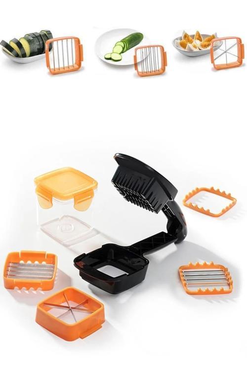 Pratik Hızlı Meyve Sebze Doğrayıcı Kullanışlı Rende 5 İn 1 Saplı Manuel Dilimleyici Büyük Hazneli