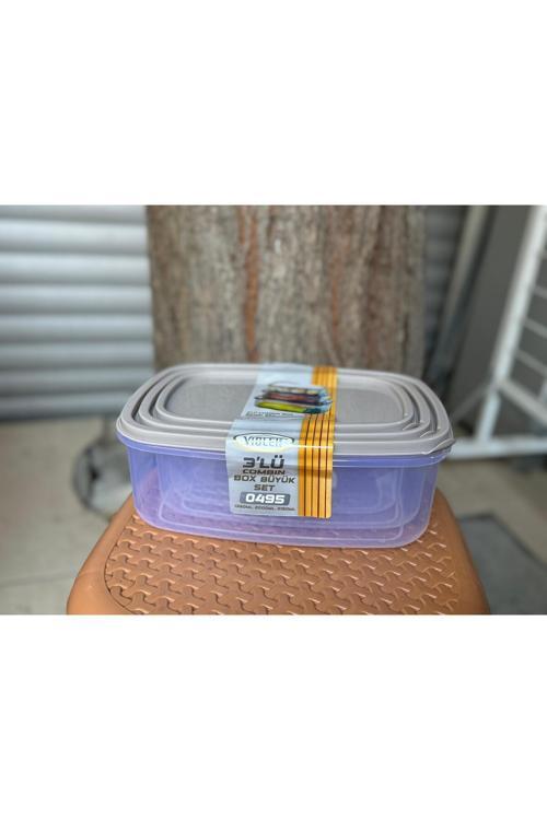 0495 Derin Dondurucu Ve Buzdolabı Saklama Kabı 3' Lü Set (Gıda Temasına Uygun)