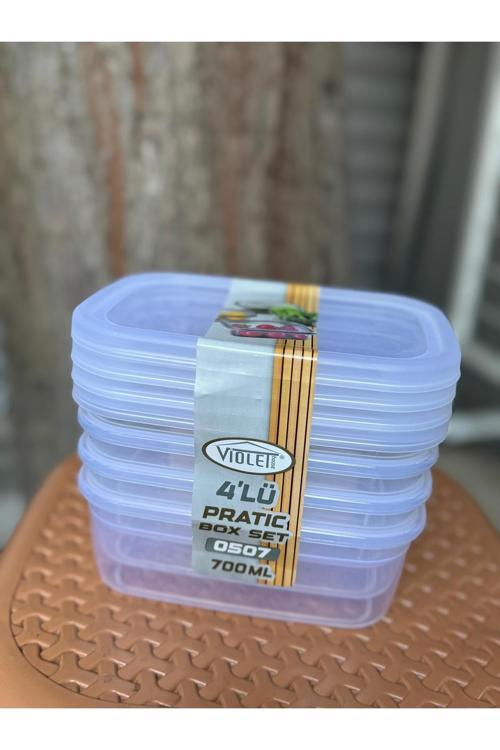 0507 Derin Dondurucu Ve Buzdolabı Saklama Kabı 4' Lü Set 700 Ml (Gıda Temasına Uygun)