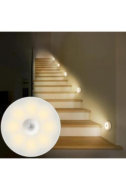 2 Adet Hareket Sensörlü Usb Şarjlı Beyaz Led Işık Lamba (Sensörlü)