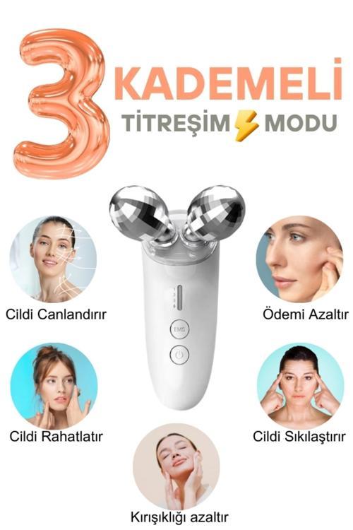Yüz Ve Boyun Kırşıklık Giderici 3 Modlu Titreşimli Ems Masaj Aleti(Gıdık, Sarkma, Kırışıklık)