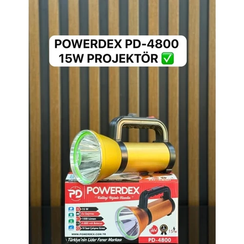 PD-4800 | 15W Güçlü Şarjlı Projektör – 1500 Lümen – 4800 Mah – 10 Saat Kullanım – Suya Dayanıklı