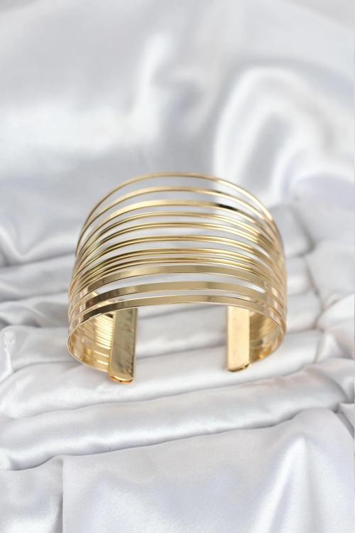 Gold Renk Pirinç Kaburga Model Kadın Bileklik