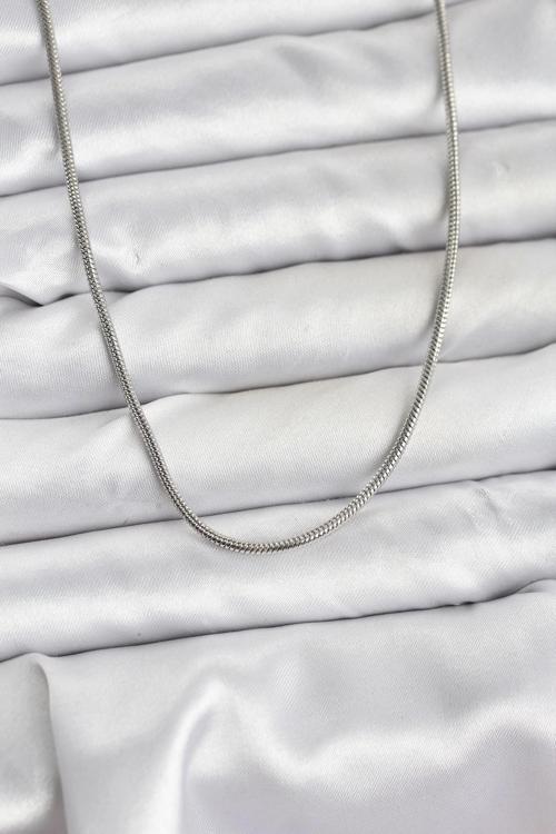 316L Çelik Zincir Gümüş Renk 60 cm Yılan Zincir Kadın Kolye