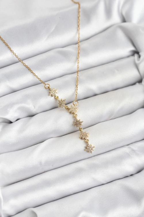 316L Çelik Zincir Gold Renk Kutup Yıldızı Model Kadın Kolye