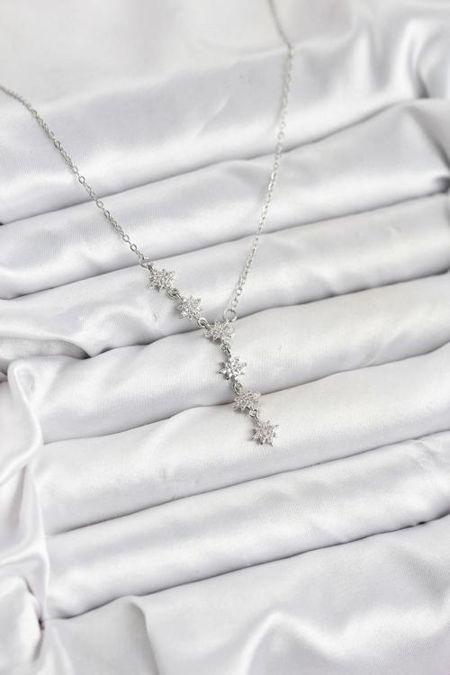 316L Çelik Zincir Gümüş Renk Kutup Yıldızı Model Kadın Kolye