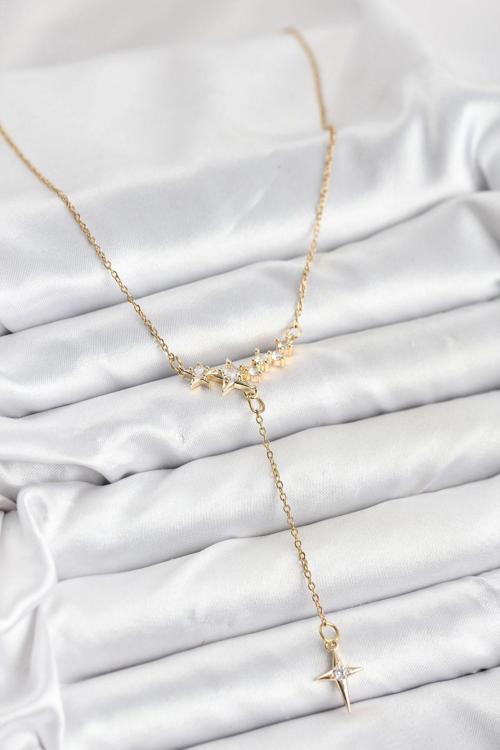 316L Çelik Zincir Gold Renk Yıldız Model Y Kadın Kolye