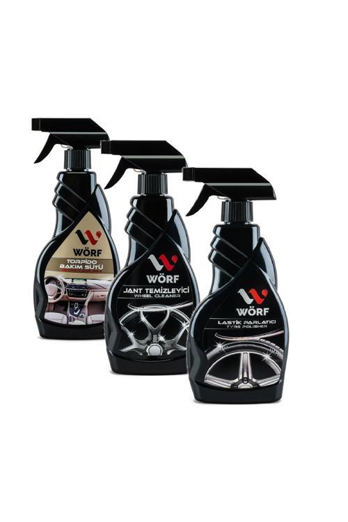 3'Lü Araç Bakım Seti Jant Temizleyici + Lastik Parlatıcı +Torpido Bakım Sütü