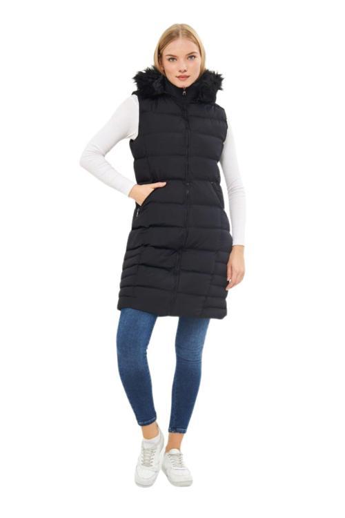 Kadın Kapüşonlu Uzun Yelek 5003 BGL-ST01646