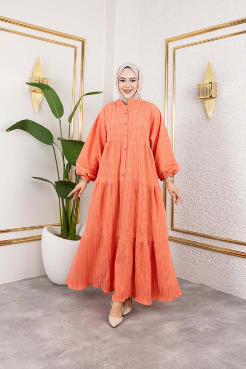 Alaçatı Gofre Oversize Rahat Elbise