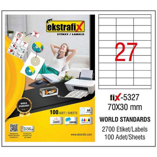 Laser Etiket 70x30 MM Q Fix-5327
