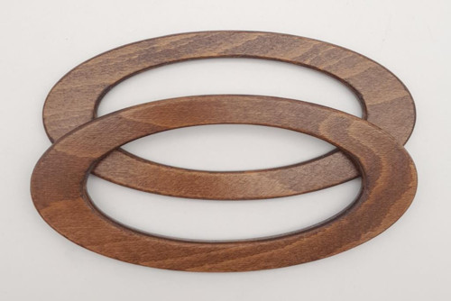 Çanta Aksesuar Oval Model 9x19.5 cm Koyu Ahşap Renk Ahşap Çanta Sapı