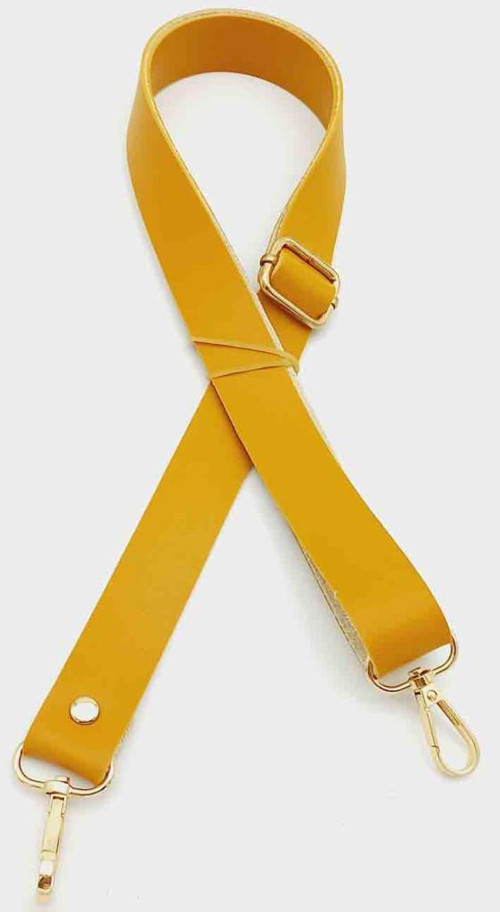 Çanta Aksesuar Suni Deri Ayarlı Çanta Sapı 120X2.4 Cm Hardal Light Gold Metal