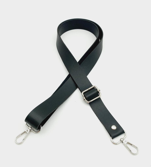 Çanta Aksesuar Suni Deri Ayarlı Çanta Sapı 120X2.4 Cm Siyah Gümüş Metal