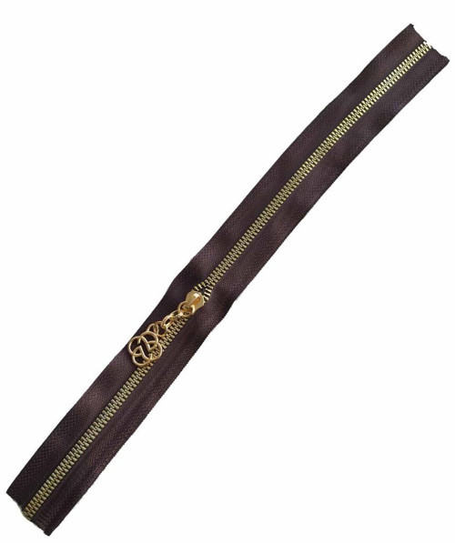 Çanta Aksesuar Başlıklı Fermuar 30 Cm Light Gold Metal Koyu Kahve