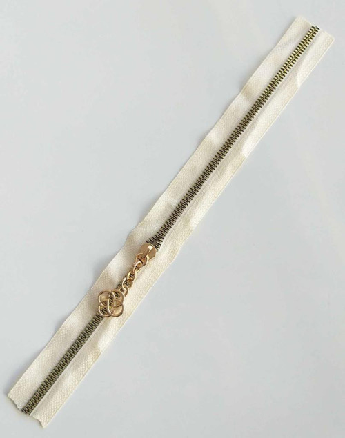 Çanta Aksesuar Başlıklı Fermuar 30 Cm Light Gold Metal Krem