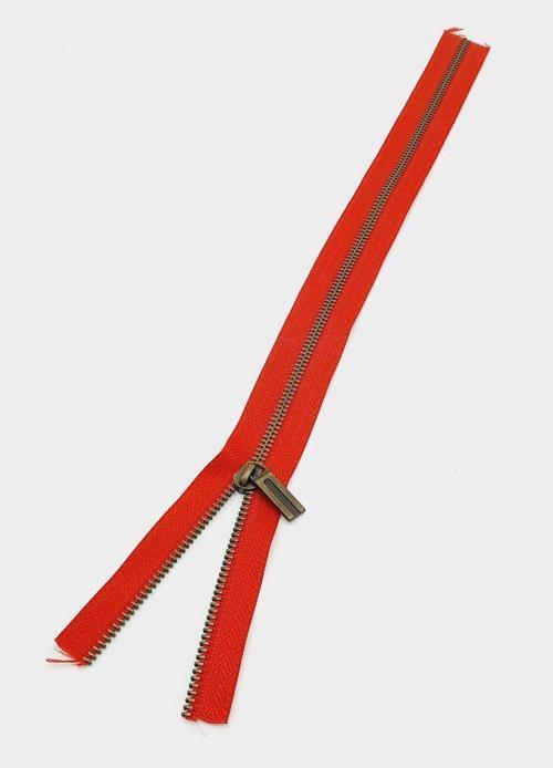 Çanta Aksesuar Başlıklı Fermuar 40 Cm Antik Metal Kırmızı