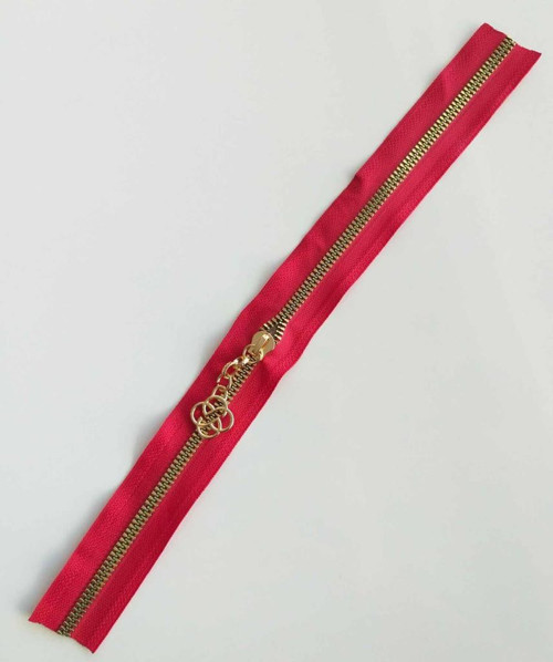 Çanta Aksesuar Başlıklı Fermuar 40 Cm Light Gold Metal Kırmızı