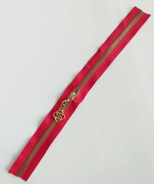 Çanta Aksesuar Başlıklı Fermuar 30 Cm Light Gold Metal Kırmızı