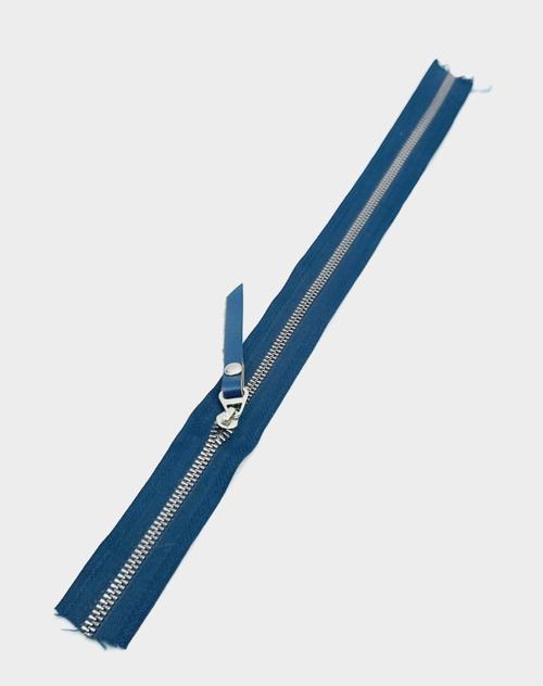 Çanta Aksesuar Gerçek Deri Başlıklı Lacivert Fermuar 40 Cm Gümüş Metal