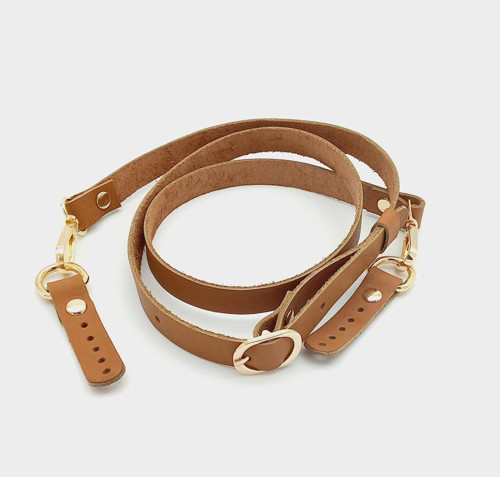 Çanta Aksesuar 130x1.5 cm Taba Gerçek Deri Light Gold Tokalı Çanta Sapı