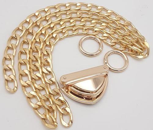 Çanta Aksesuar Light Gold Renk Orta Kalınlık Zincir Set No:3