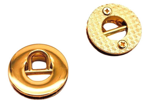 Çanta Aksesuar Light Gold Renk Yuvarlak Vidalı Kuş Gözü 2 Adet (Mini D Halkalı) (İç ölçüsü 1 cm, Dış Ölçüsü 2.5 cm )
