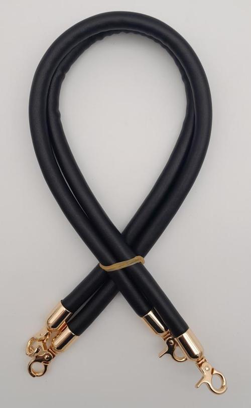 Çanta Aksesuar Çift Kordon Çanta Sapı Siyah Renk Light Gold Metalli