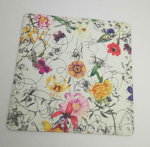 Çanta Aksesuar 20 Cm Çiçek Desenli Kare Plaka, Taban