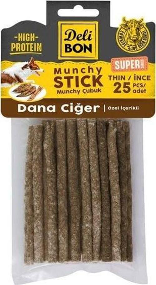 Süper Munchy Çubuk Dana Ciğerli Köpek Çiğneme Kemiği İnce 25 Adet